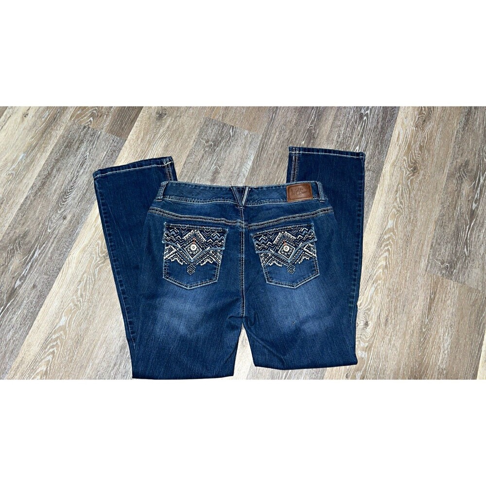Ariya Jeans Girls Bootcut Jeans Size 16 Blue Dark Wash Denim Embroidered Pockets